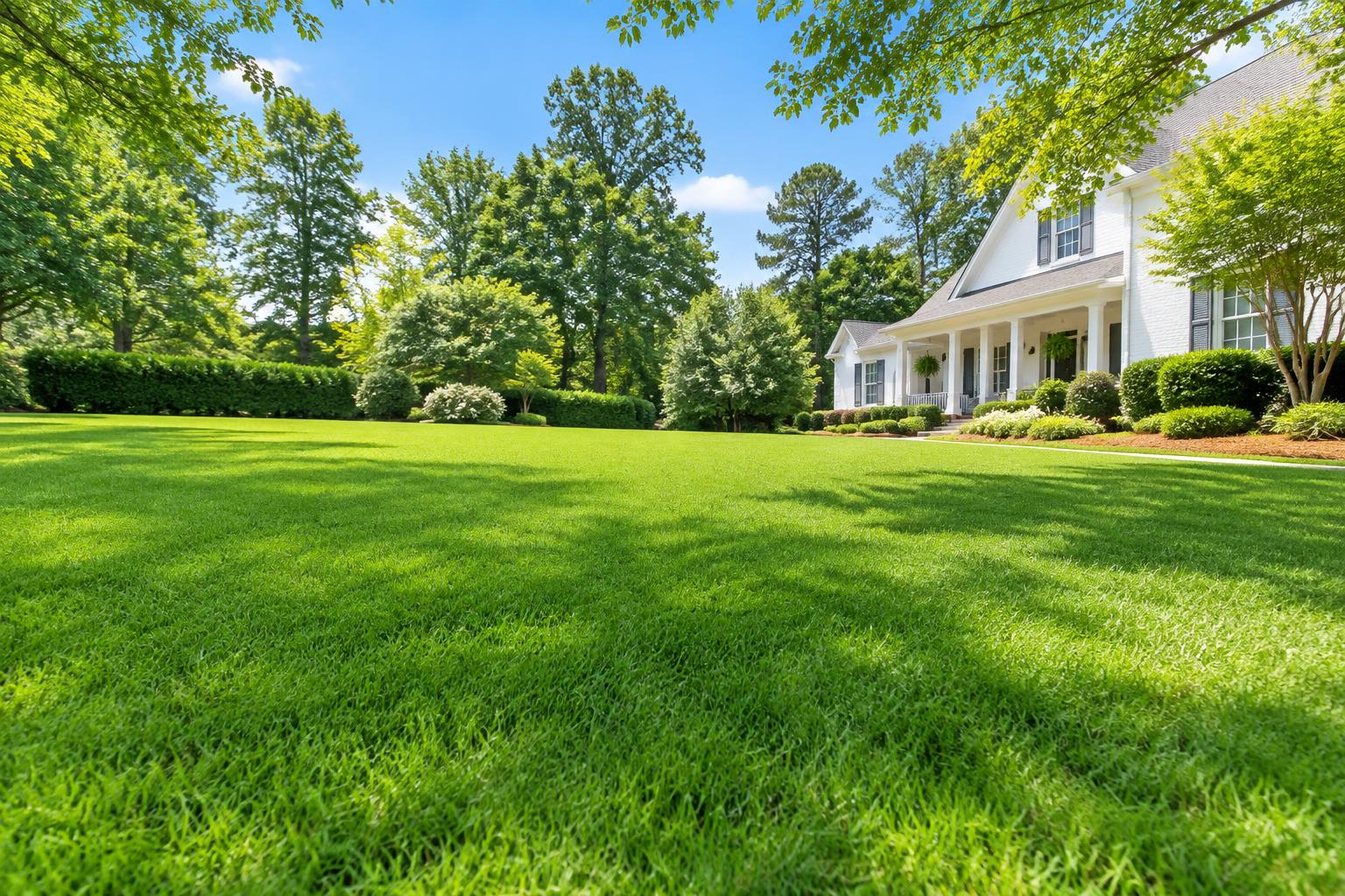 A lush green lawn in front of a North Atlanta home